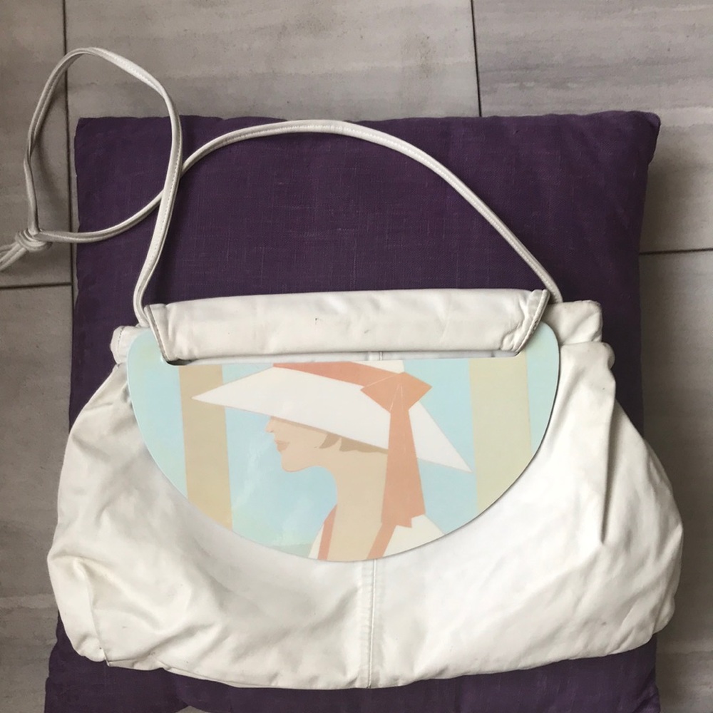 Vintage “changeable flap” white handbag